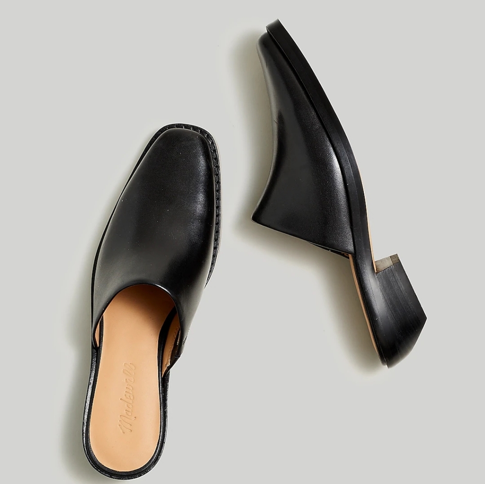 Madewell The Jesse Western Mule In Black Leather Size 7.5